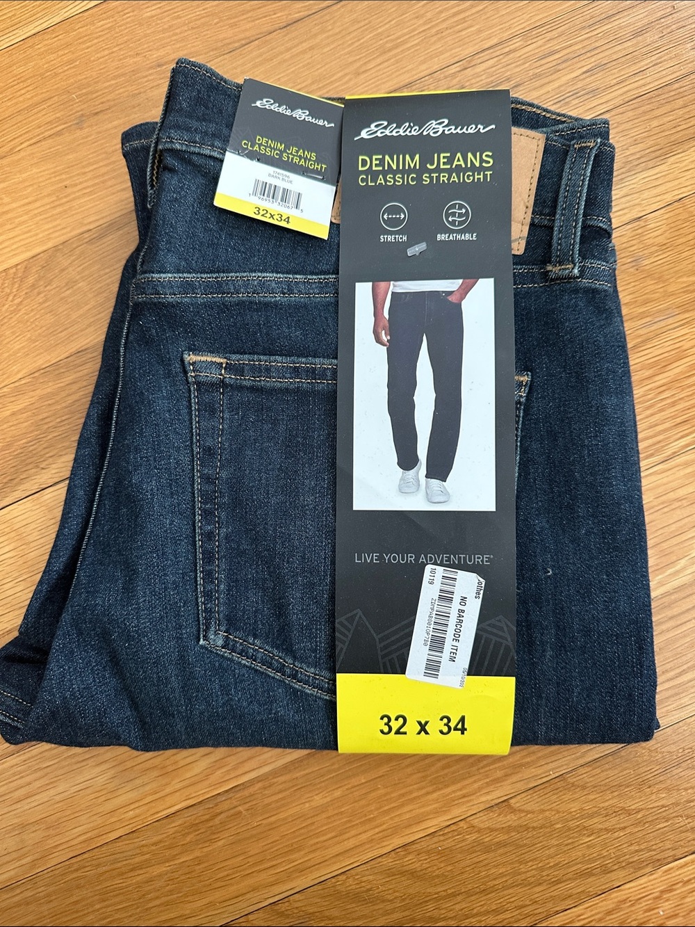 Eddie Bauer Men’s Straight Jeans in Dark Blue, Sz 32x34